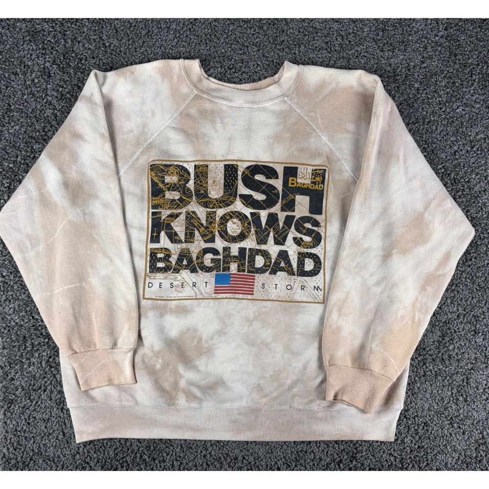 Vintage 1991 Bush Knows Baghdad Desert Storm Sweatshirt XXL Ultra Sweats USA